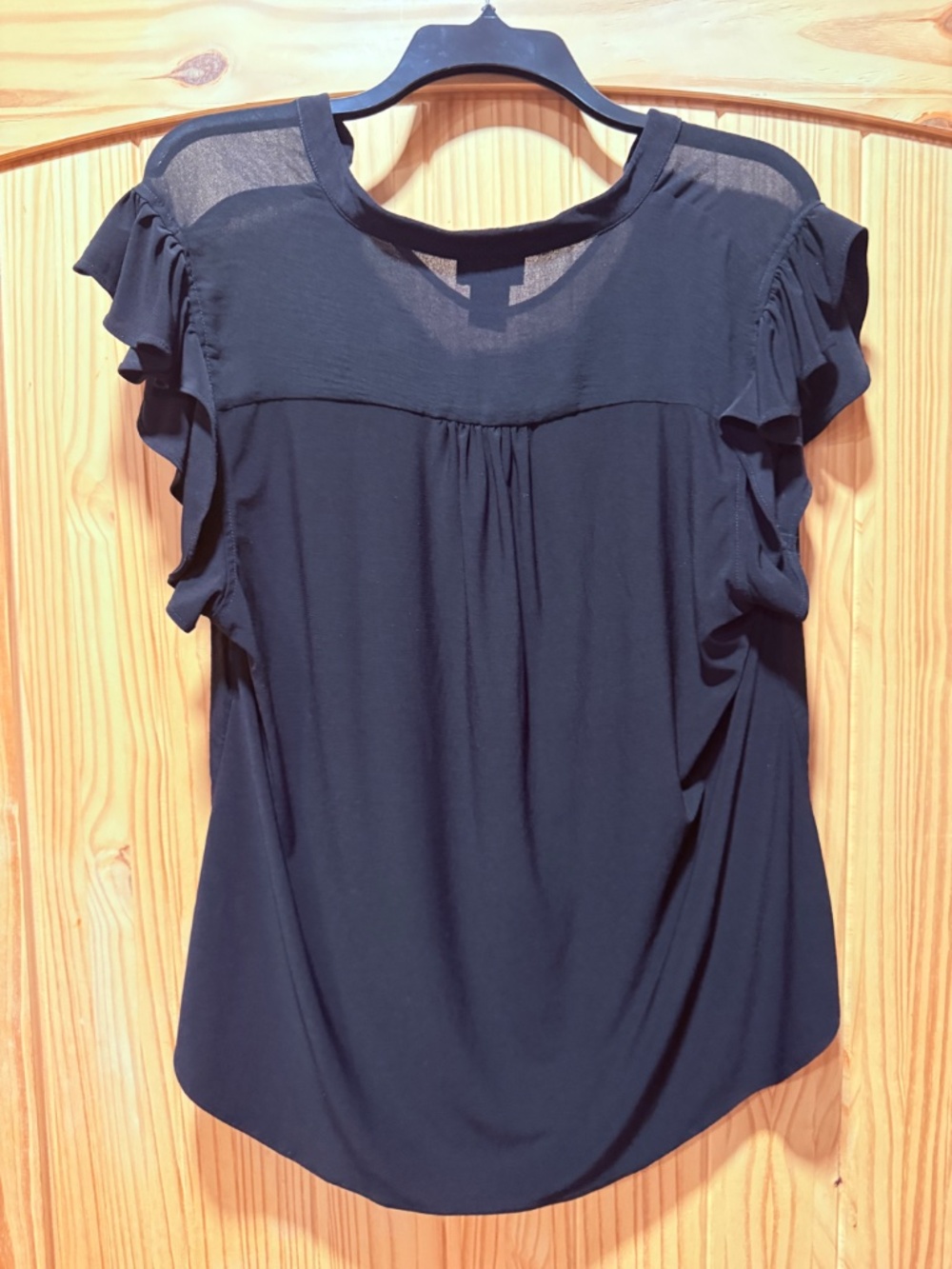 Soho sheer neck line ruffle cap shoulder top - Picture 7 of 7